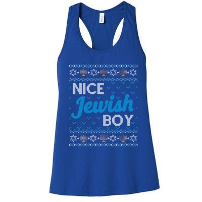 Funny Ugly Hanukkah Sweater Nice Jewish Boy Matching Women's Racerback Tank