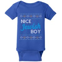 Funny Ugly Hanukkah Sweater Nice Jewish Boy Matching Baby Bodysuit