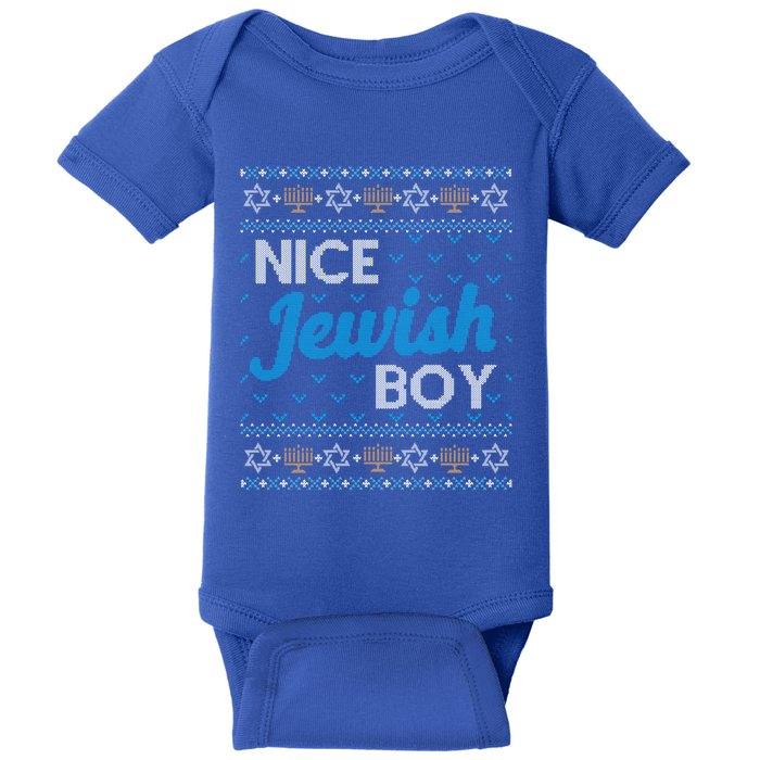 Funny Ugly Hanukkah Sweater Nice Jewish Boy Matching Baby Bodysuit