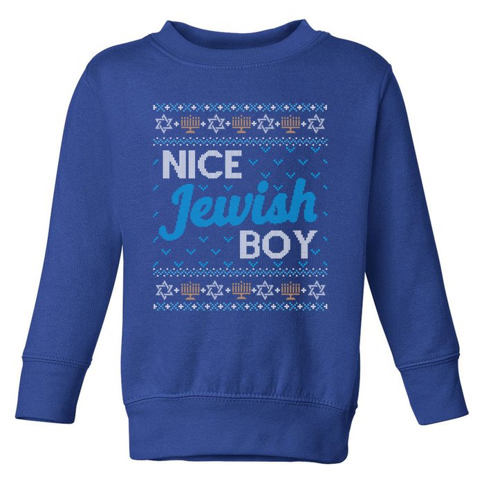 Funny Ugly Hanukkah Sweater Nice Jewish Boy Matching Toddler Sweatshirt