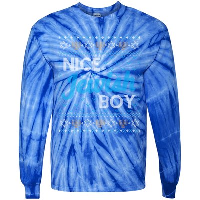 Funny Ugly Hanukkah Sweater Nice Jewish Boy Matching Tie-Dye Long Sleeve Shirt