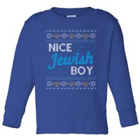 Funny Ugly Hanukkah Sweater Nice Jewish Boy Matching Toddler Long Sleeve Shirt