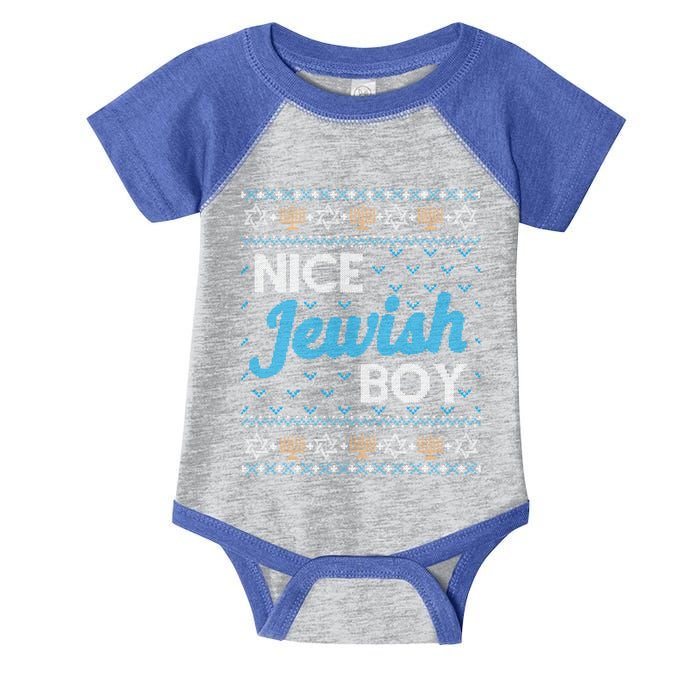 Funny Ugly Hanukkah Sweater Nice Jewish Boy Matching Infant Baby Jersey Bodysuit