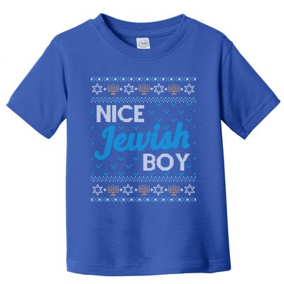 Funny Ugly Hanukkah Sweater Nice Jewish Boy Matching Toddler T-Shirt