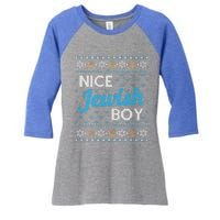 Funny Ugly Hanukkah Sweater Nice Jewish Boy Matching Women's Tri-Blend 3/4-Sleeve Raglan Shirt