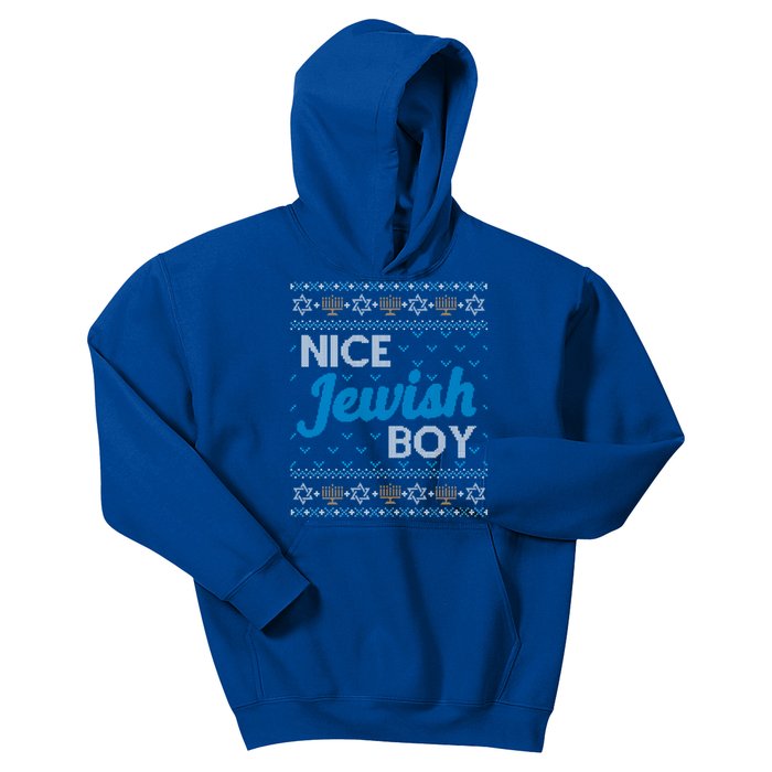 Funny Ugly Hanukkah Sweater Nice Jewish Boy Matching Kids Hoodie