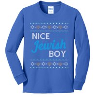 Funny Ugly Hanukkah Sweater Nice Jewish Boy Matching Kids Long Sleeve Shirt