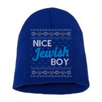 Funny Ugly Hanukkah Sweater Nice Jewish Boy Matching Short Acrylic Beanie