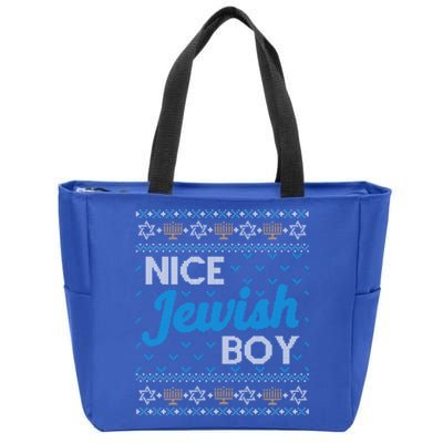 Funny Ugly Hanukkah Sweater Nice Jewish Boy Matching Zip Tote Bag