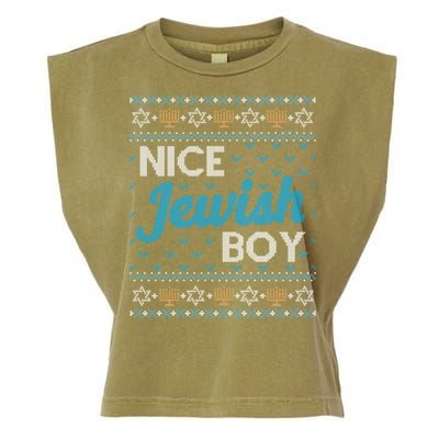 Funny Ugly Hanukkah Sweater Nice Jewish Boy Matching Garment-Dyed Women's Muscle Tee