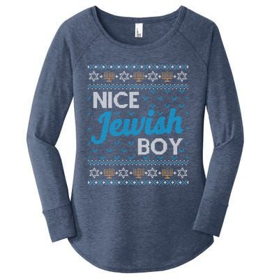 Funny Ugly Hanukkah Sweater Nice Jewish Boy Matching Women's Perfect Tri Tunic Long Sleeve Shirt