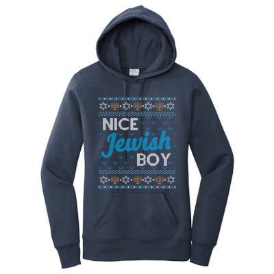 Funny Ugly Hanukkah Sweater Nice Jewish Boy Matching Women's Pullover Hoodie