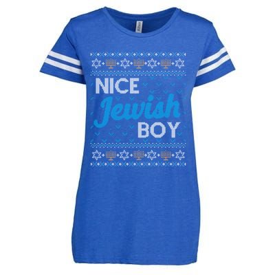 Funny Ugly Hanukkah Sweater Nice Jewish Boy Matching Enza Ladies Jersey Football T-Shirt