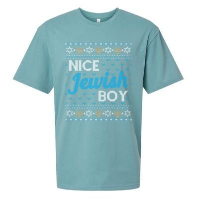 Funny Ugly Hanukkah Sweater Nice Jewish Boy Matching Sueded Cloud Jersey T-Shirt