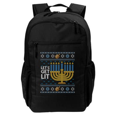 Funny Ugly Hanukkah Lets Get Lit Ing Gift Daily Commute Backpack
