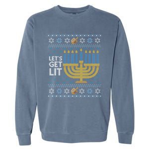 Funny Ugly Hanukkah Lets Get Lit Ing Gift Garment-Dyed Sweatshirt