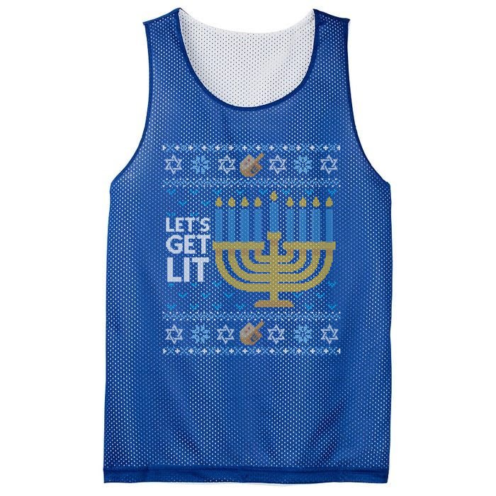 Funny Ugly Hanukkah Lets Get Lit Ing Gift Mesh Reversible Basketball Jersey Tank