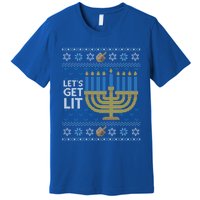 Funny Ugly Hanukkah Lets Get Lit Ing Gift Premium T-Shirt