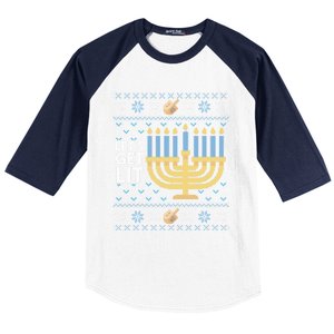 Funny Ugly Hanukkah Lets Get Lit Ing Gift Baseball Sleeve Shirt