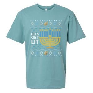 Funny Ugly Hanukkah Lets Get Lit Ing Gift Sueded Cloud Jersey T-Shirt