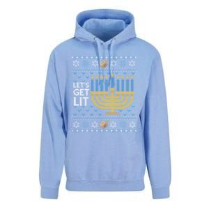 Funny Ugly Hanukkah Lets Get Lit Ing Gift Unisex Surf Hoodie