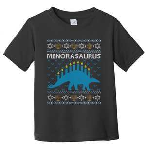 Funny Ugly Hanukkah Sweater Dinosaur Menorah Dino Toddler T-Shirt