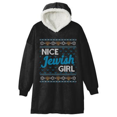 Funny Ugly Hanukkah Sweater Nice Jewish Girl Matching Hooded Wearable Blanket