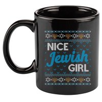 Funny Ugly Hanukkah Sweater Nice Jewish Girl Matching 11oz C Handle Ceramic Mug