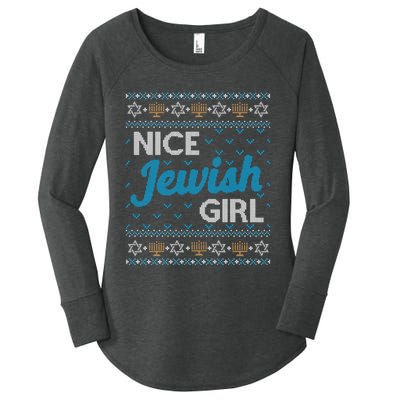 Funny Ugly Hanukkah Sweater Nice Jewish Girl Matching Women's Perfect Tri Tunic Long Sleeve Shirt