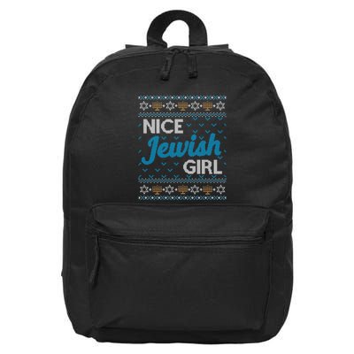 Funny Ugly Hanukkah Sweater Nice Jewish Girl Matching 16 in Basic Backpack