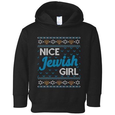 Funny Ugly Hanukkah Sweater Nice Jewish Girl Matching Toddler Hoodie