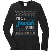 Funny Ugly Hanukkah Sweater Nice Jewish Girl Matching Ladies Long Sleeve Shirt