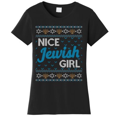 Funny Ugly Hanukkah Sweater Nice Jewish Girl Matching Women's T-Shirt