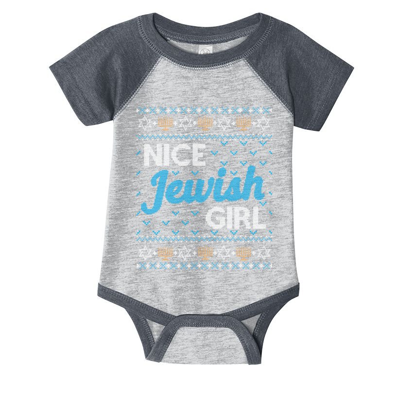 Funny Ugly Hanukkah Sweater Nice Jewish Girl Matching Infant Baby Jersey Bodysuit