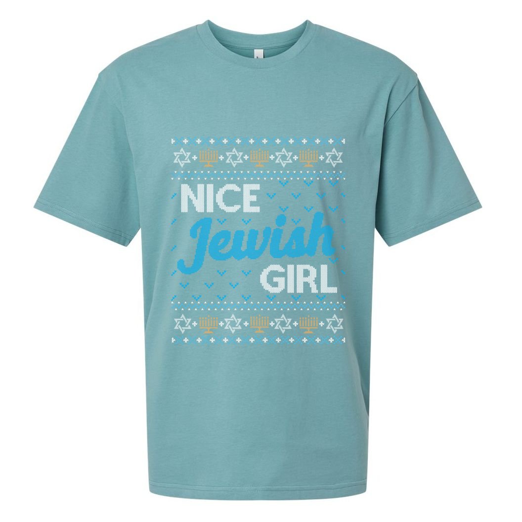 Funny Ugly Hanukkah Sweater Nice Jewish Girl Matching Sueded Cloud Jersey T-Shirt