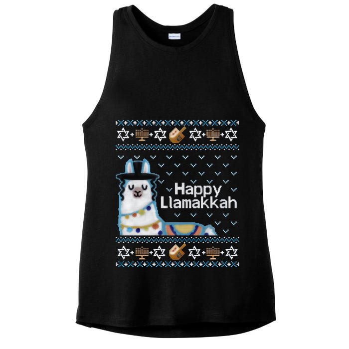 Funny Ugly Hanukkah Sweater, Llama Llamakkah Ladies PosiCharge Tri-Blend Wicking Tank