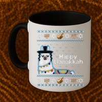 Funny Ugly Hanukkah Sweater, Llama Llamakkah Mug