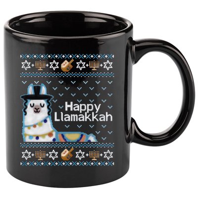 Funny Ugly Hanukkah Sweater, Llama Llamakkah 11oz C Handle Ceramic Mug