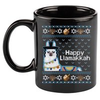 Funny Ugly Hanukkah Sweater, Llama Llamakkah 11oz C Handle Ceramic Mug