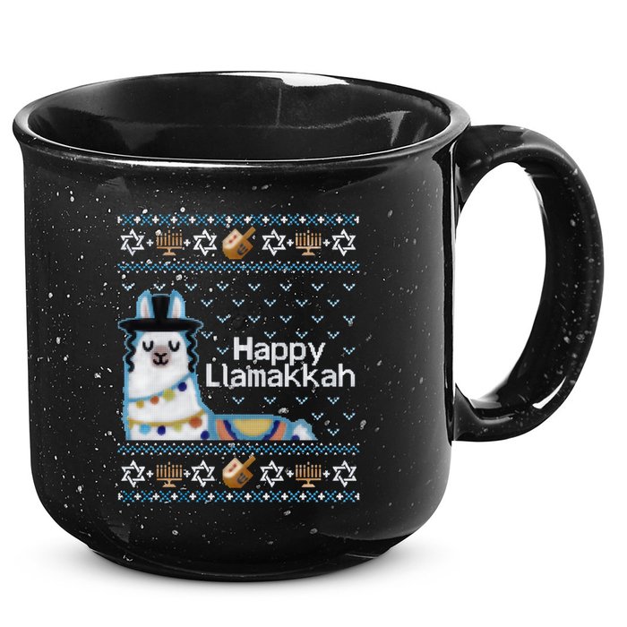 Funny Ugly Hanukkah Sweater, Llama Llamakkah 15oz Campfire Ceramic Mug