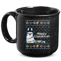 Funny Ugly Hanukkah Sweater, Llama Llamakkah 15oz Campfire Ceramic Mug