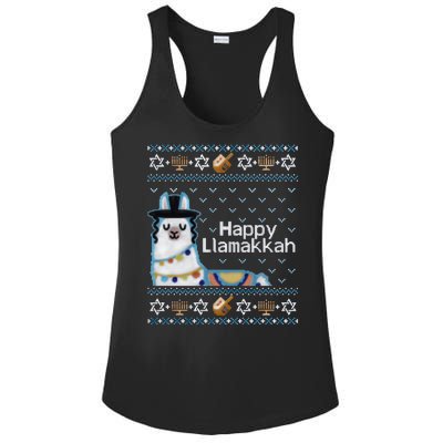 Funny Ugly Hanukkah Sweater, Llama Llamakkah Ladies PosiCharge Competitor Racerback Tank