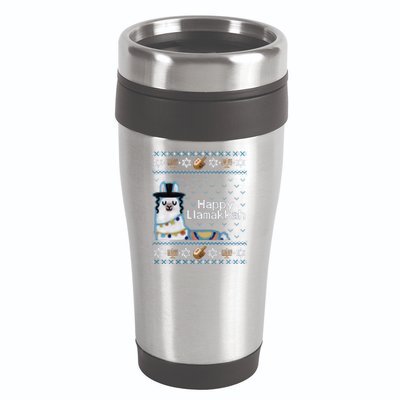 Funny Ugly Hanukkah Sweater, Llama Llamakkah 16oz Travel Tumbler