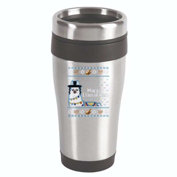 Funny Ugly Hanukkah Sweater, Llama Llamakkah 16oz Travel Tumbler