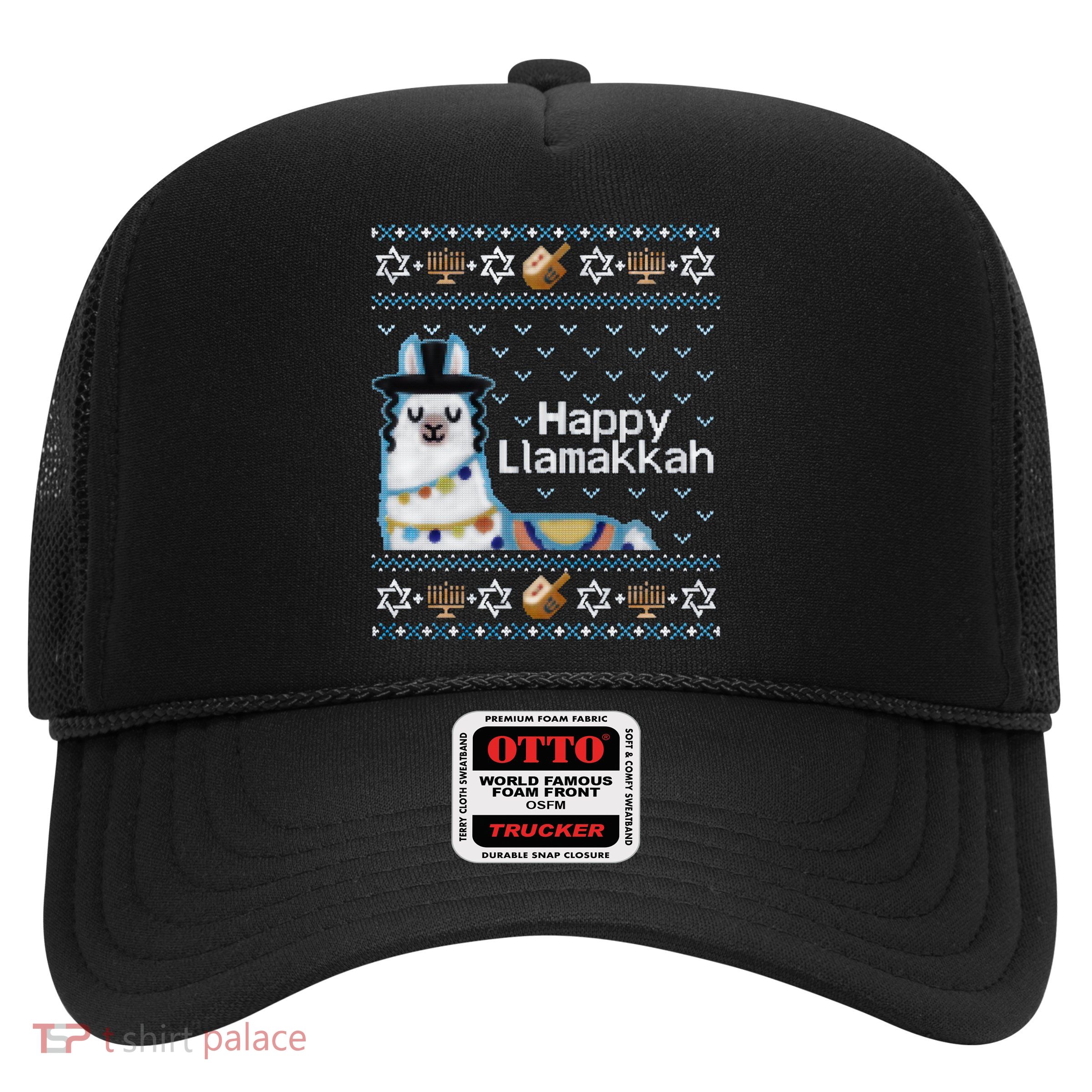 Funny Ugly Hanukkah Sweater, Llama Llamakkah Trucker Hat