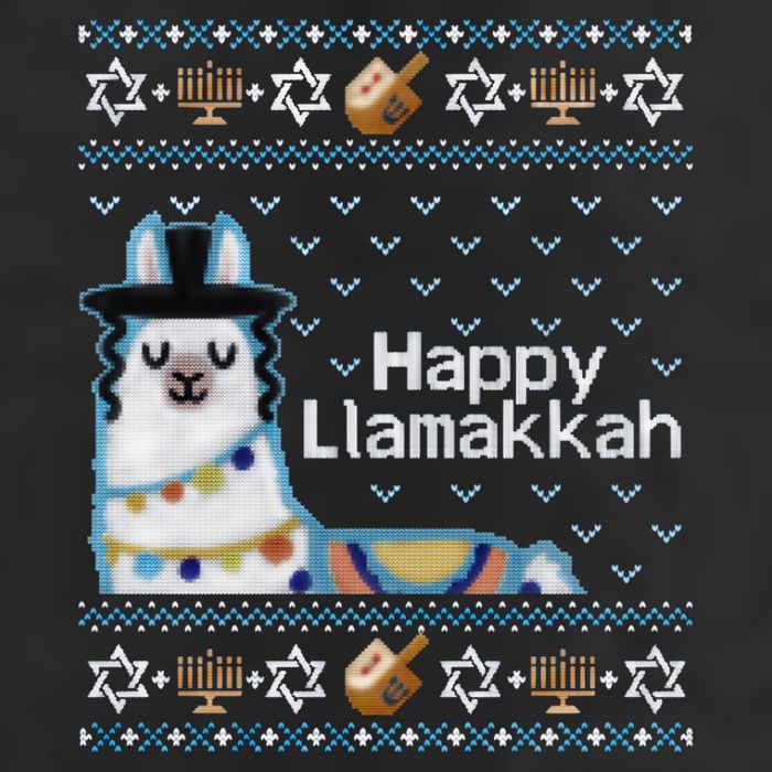 Funny Ugly Hanukkah Sweater, Llama Llamakkah Hat