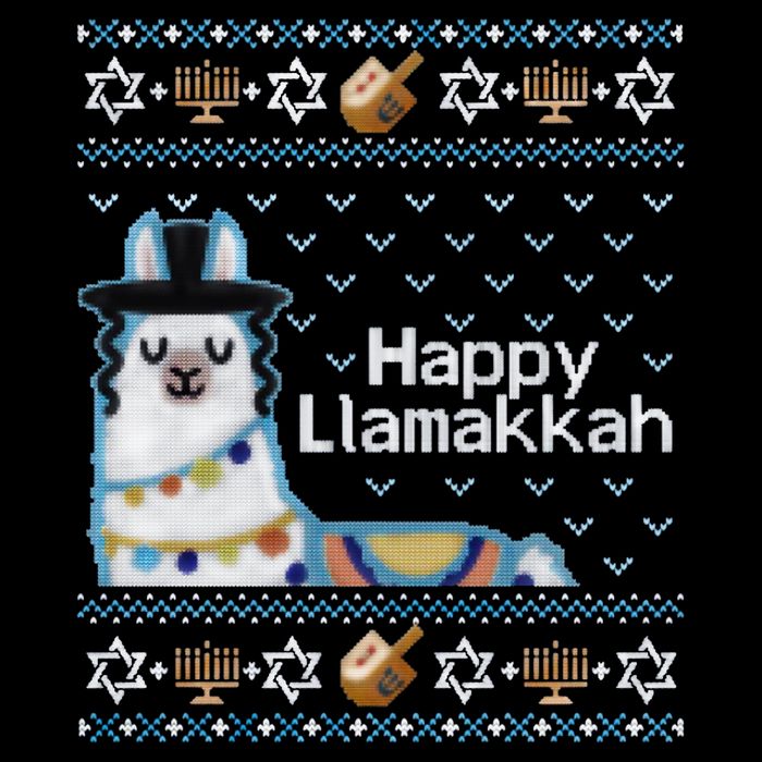 Funny Ugly Hanukkah Sweater, Llama Llamakkah Cropped Pullover Crew