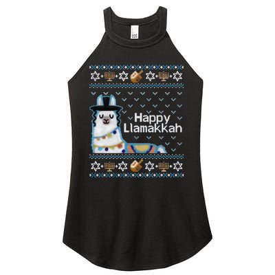 Funny Ugly Hanukkah Sweater, Llama Llamakkah Women's Perfect Tri Rocker Tank