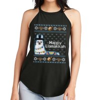 Funny Ugly Hanukkah Sweater, Llama Llamakkah Women's Perfect Tri Rocker Tank