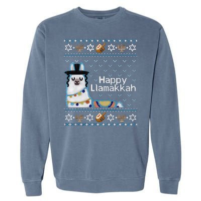 Funny Ugly Hanukkah Sweater, Llama Llamakkah Garment-Dyed Sweatshirt